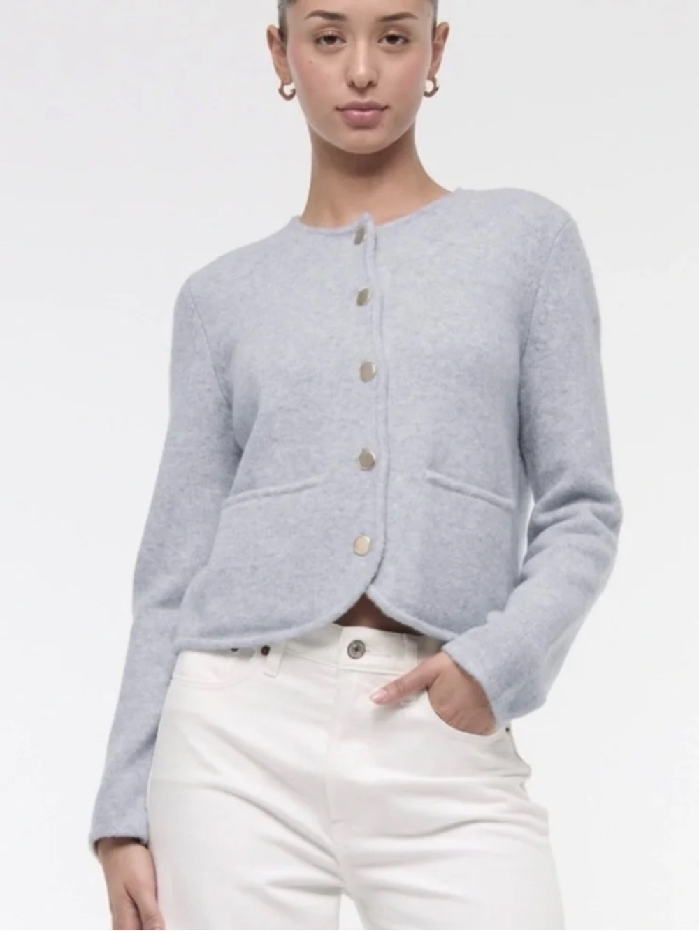 Abercrombie & Fitch Luxeloft Crew Sweater Jacket Gray XL